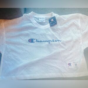 Champion Mesh Crop Top – Women’s Medium – White – NWT ✨